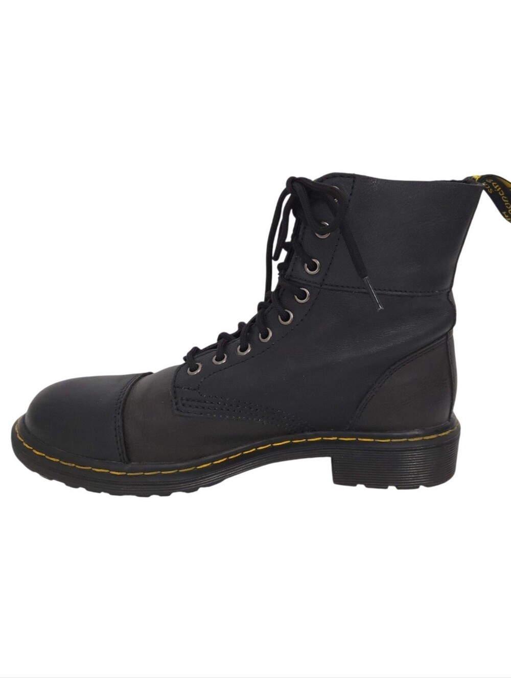 Dr. Martens Black Pebbled Vegan Leather Side Zip Combat Boots- Women 10, Men 9